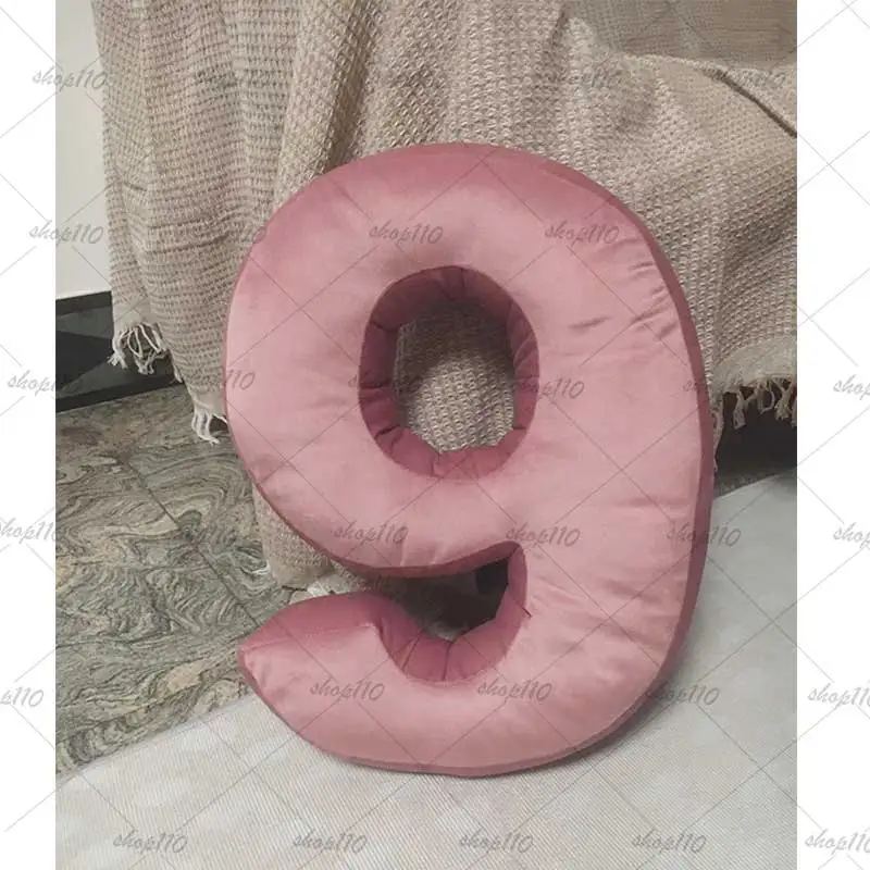 0-9 Velvet Number Throw Pillow Digit Pillow Custom Cushion Kid Party Gift Backrest Toy Nursery Prop Baby Home Decor