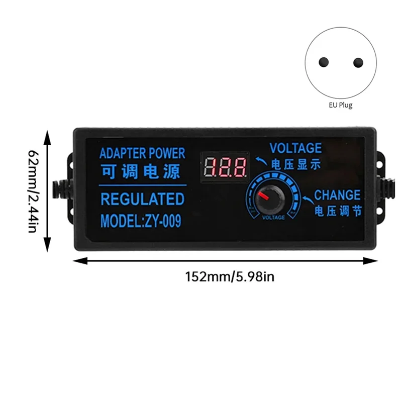 

B50B-Adjustable Voltage Power Supply Adapter AC100-240V To DV3V-24V 5A Digital Display Dimming Power Supply