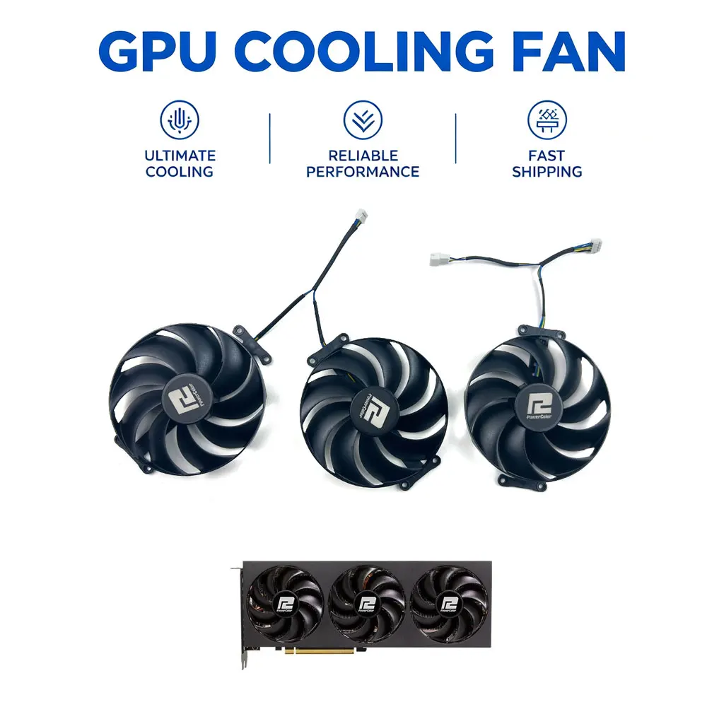 Cooling  T129215BU RX7700XT 7800XT Fan For PowerColor Radeon RX7700 7800 XT 7900 12GB Red Devil OC Graphics Card Replacement Fan