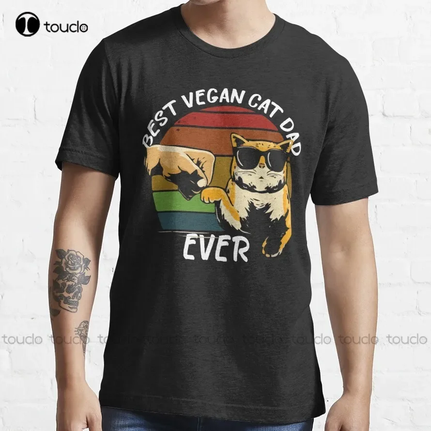 Best Vegan Cat Dad Ever  T-Shirt Baseball Shirts Custom Aldult Teen Unisex Digital Printing Tee Shirt Xs-5Xl Fashion Funny New