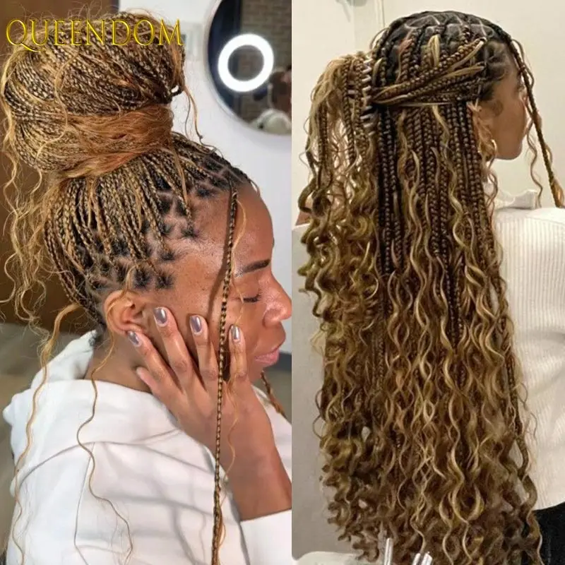 

Длинные богемные косички в стиле бохо, плетеный парик, полный кружевной парик в стиле бохо, синтетические вьющиеся волосы с детскими волосами для чернокожих женщин