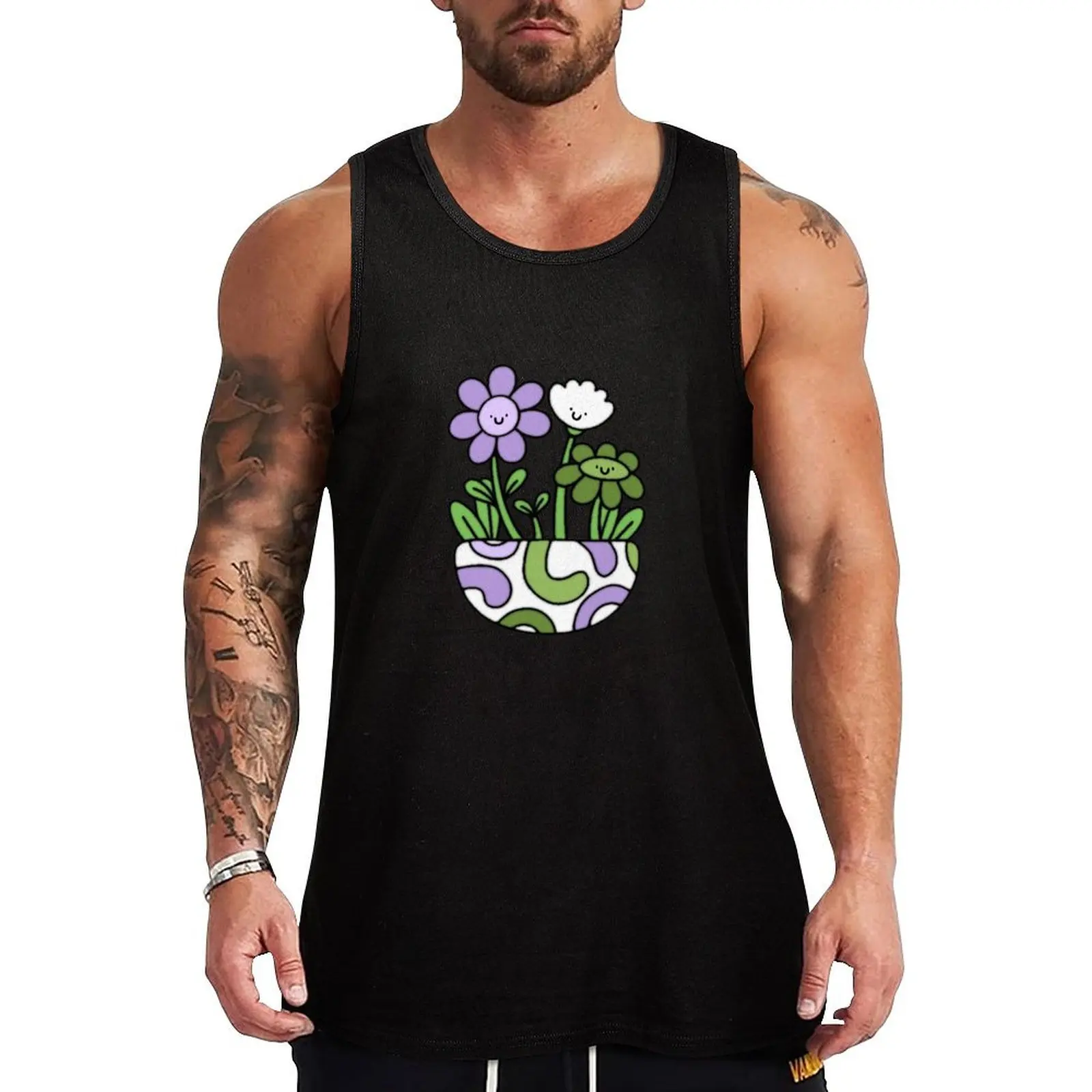 

Genderqueer Pride Flower Pot Tank Top fitness clothing for men gym clothing gym clothes man Man gym clothes