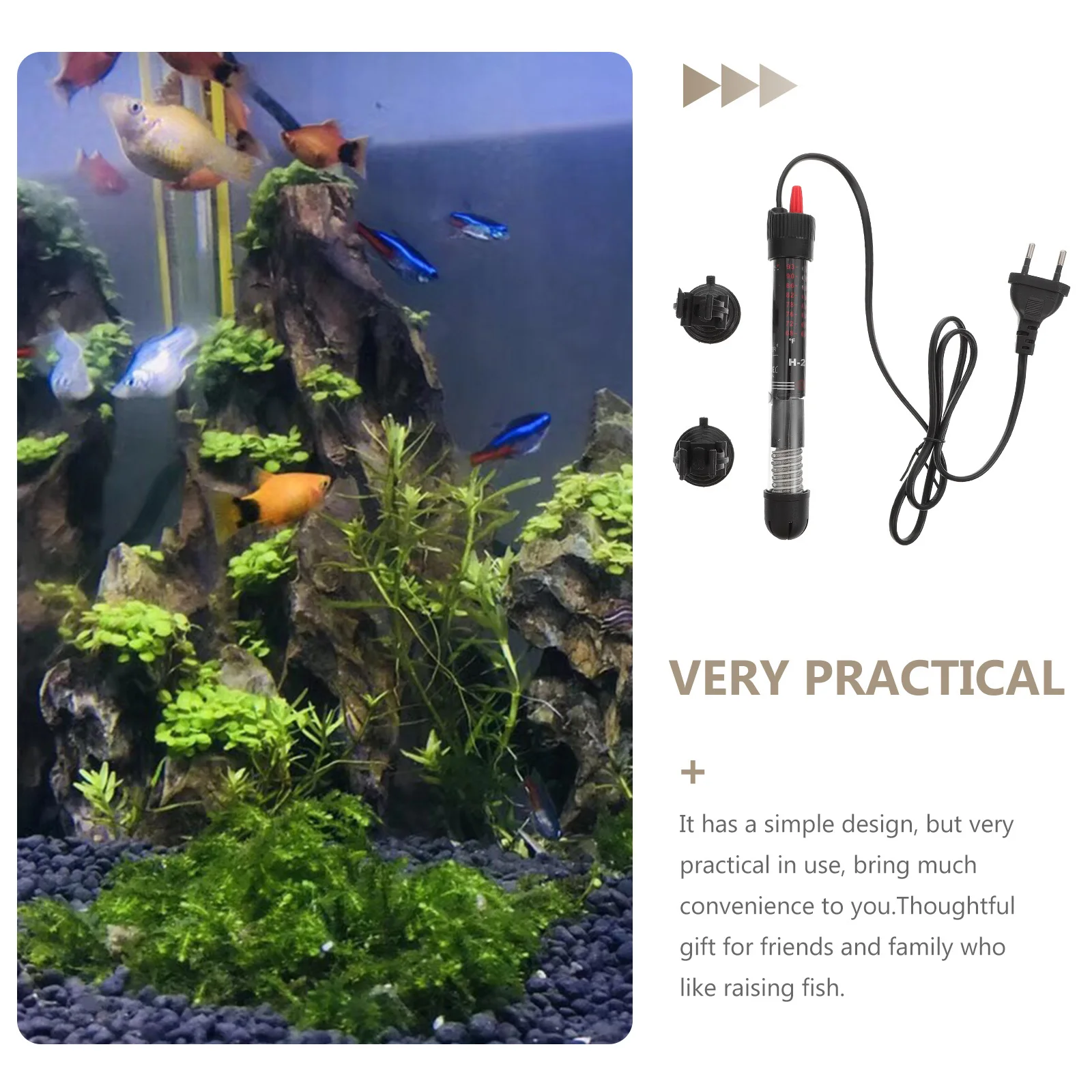

Glass Aquarium Heater Eu Plug Adjustable Fish Tank Heater Quick Heating Submersible Glass Heating Rod Fish Tank Temperature
