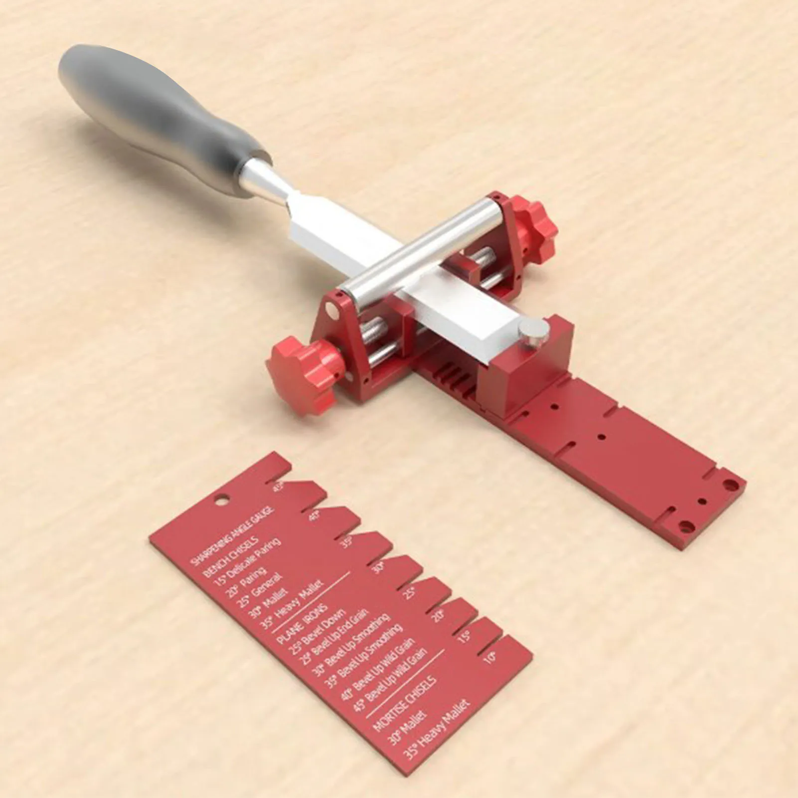 Chisel Sharpening Jig Aluminum Alloy Honing Guide for Chisels and Planes 10° to 45° Multiple Angle Setting 0.12-2.9 Inch Width