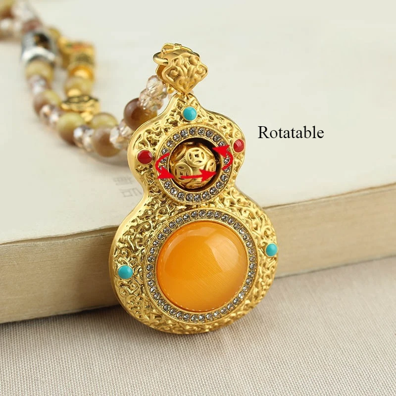 Hulu Pullover Kette Legierung Imitation Kristalle Perle Ethnischen Stil Frauen Licht Luxus High-end-Halsketten Mode Schmuck – Detail 5
