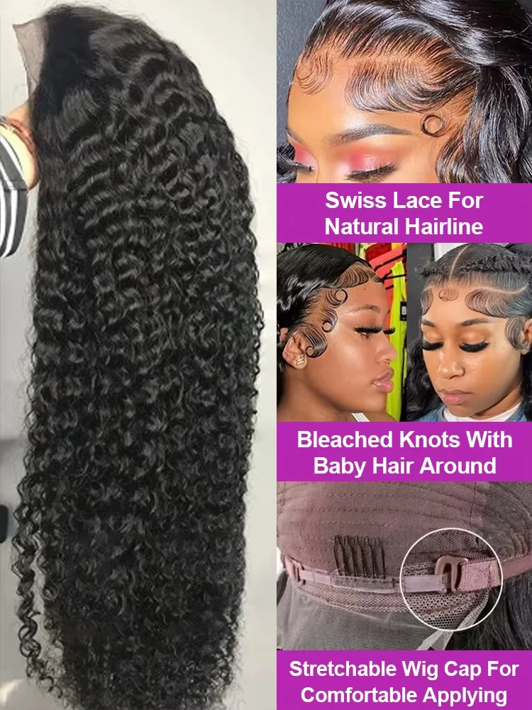 30 32Inch HD 13x4 13x6 Lace Frontal Human Hair Curly Wigs Brazilian Deep Wave 4x4 5x5 Lace Closure Wig Human Hair 250% For Women - Image 3