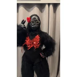 Adult Vivid Black Orangutans Cos clothing Mascot Costume Carnival Party Gorilla Halloween Christmas Haunted House dance Outfit