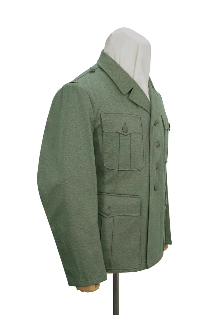 GUHI-013 WWII Police allemande EM Tunique de service d'été vert marbré col ouvert