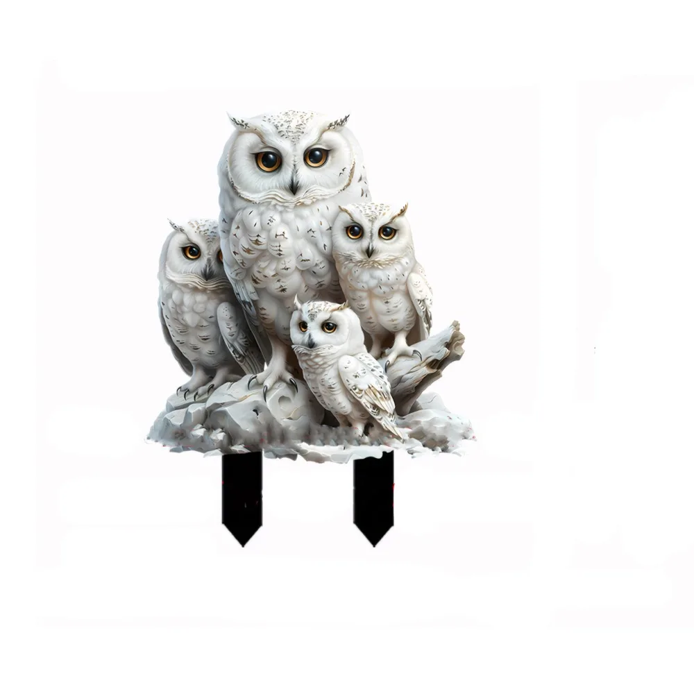 

Acrylic White Owl Statue Stake Cute Waterproof Animal Figurine Sculptures Multi Functional Creative Garden Floor Plugs Yard