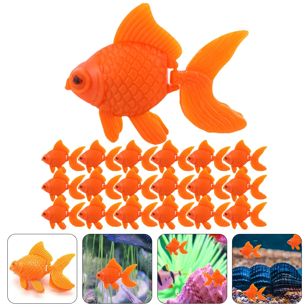 25 Pcs Artificial Goldfish Tank Decorations Moving Floating Aquarium Fake Ornament Swimming Tropical Miniature