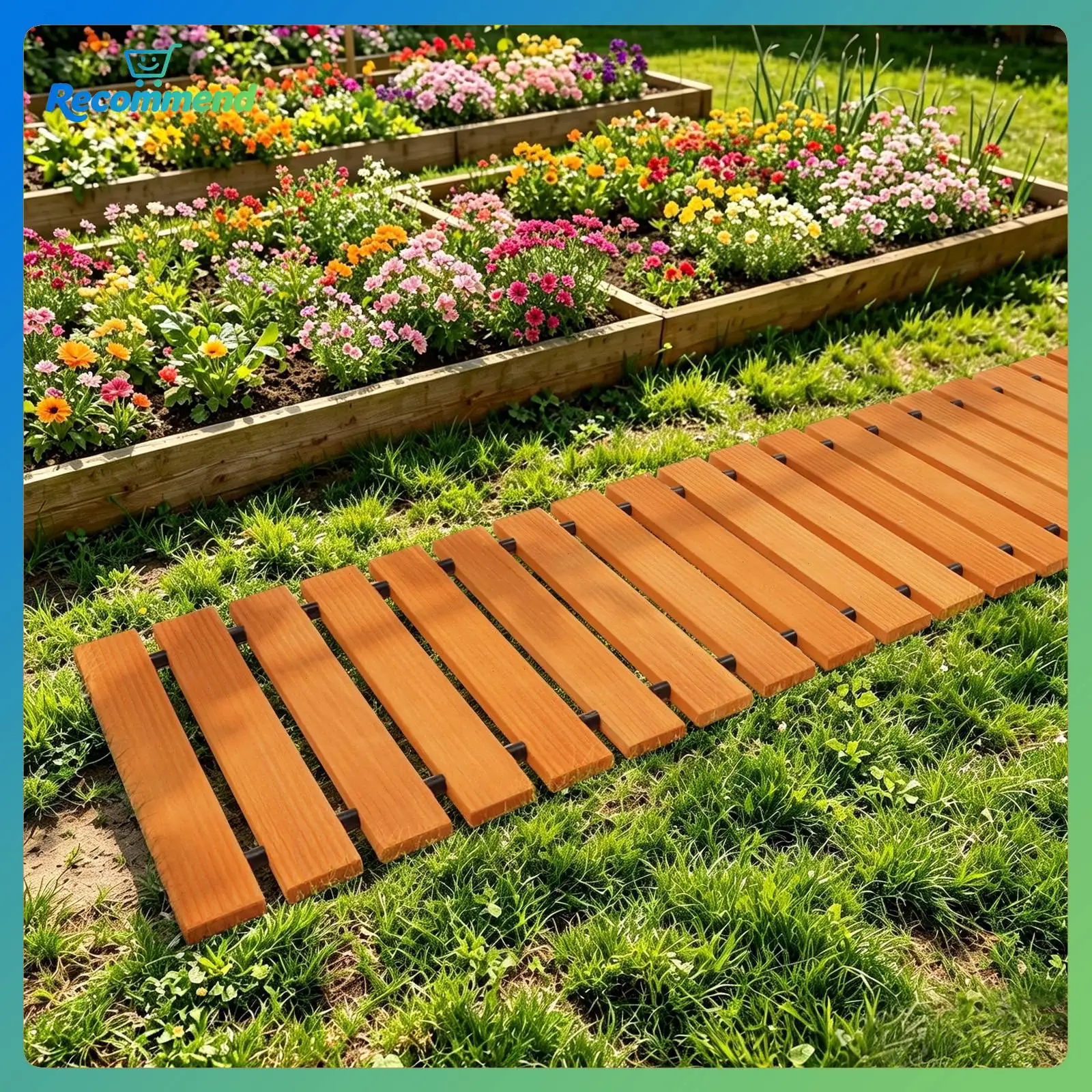 10FT Wooden Garden Path, 119*16.5in Garden Path, Outdoor Walkway, Natural Wood Finish, Rustic Wood Path for Yard, Vegetable Garden, Mud Resistant, Multi-Scene Use