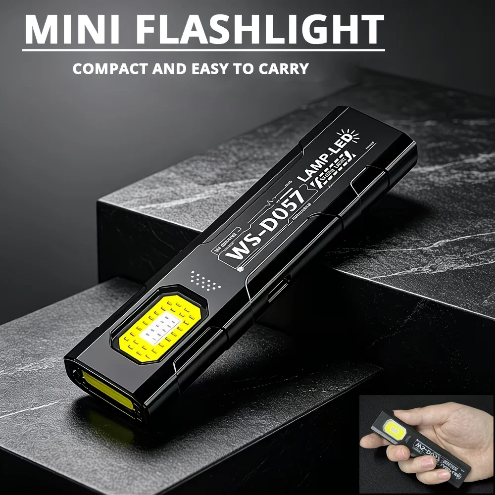1-5PCS Mini Keychain EDC Flashlight USB Rechargeable Pocket Torch Light w/ COB Work Light Keyring Camping Walking Emergency Lamp