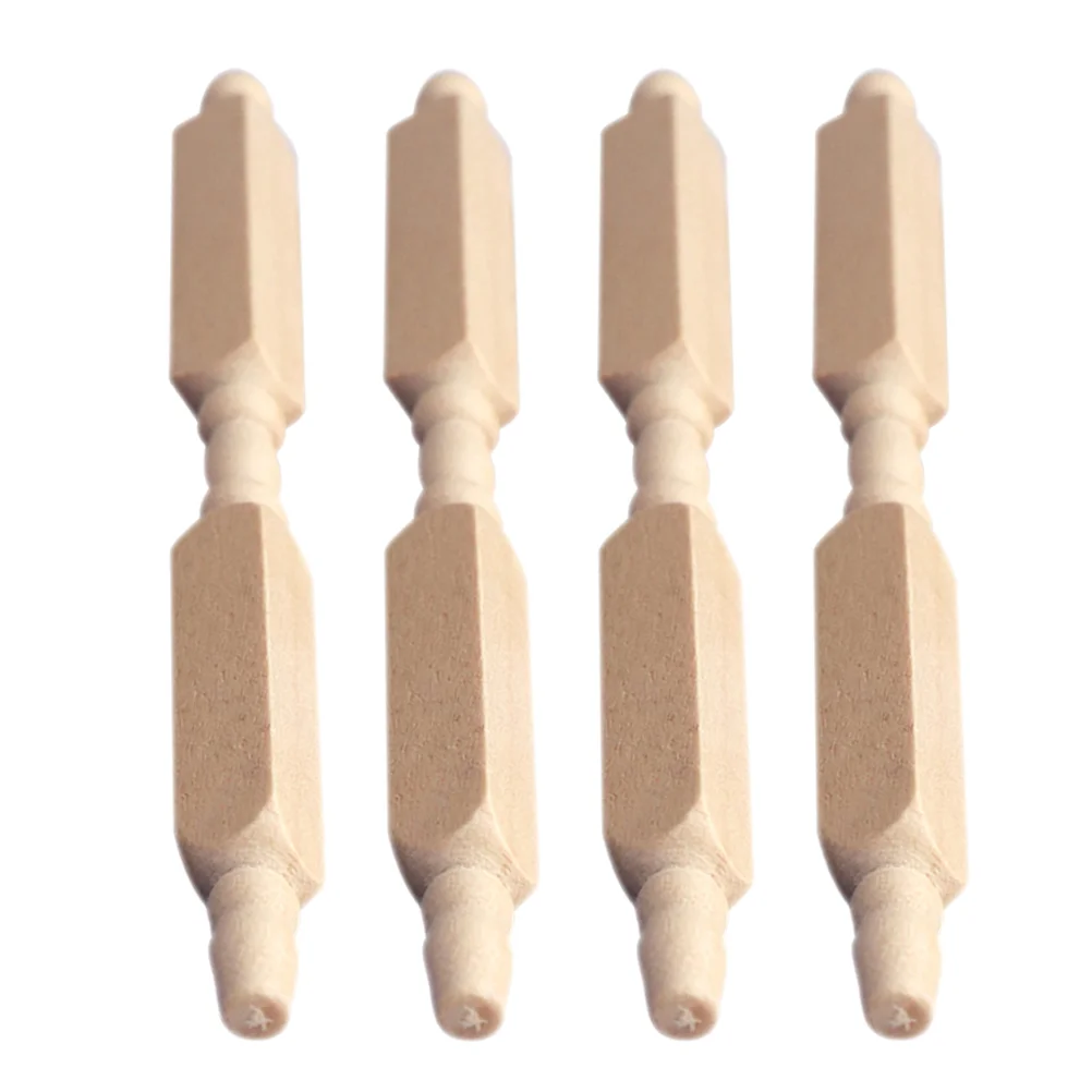 

4 Pcs House Furniture Dollhouse Layout Prop Mini Decoration Roman Column Wood Pillars Birch Newel Posts