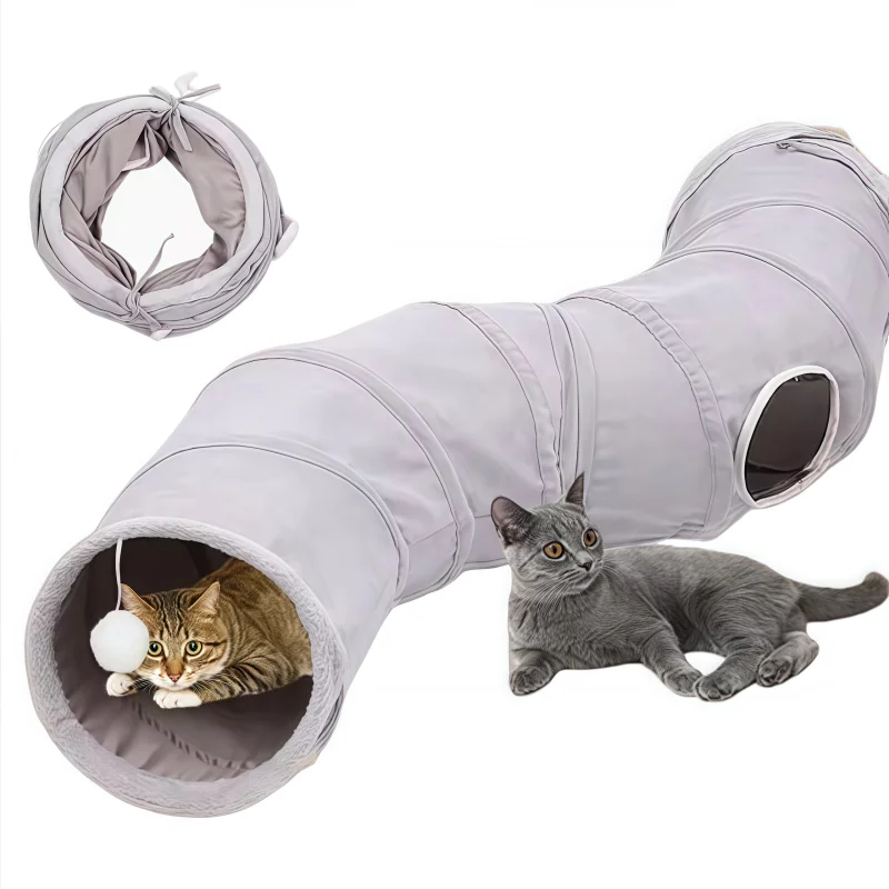 

Cat Tunnels for Indoor Cats Collapsible Cat Toys S Shape Cat Tunnel Suede Pet Crinkle Tunnels with Ball Pet Interactive Toys
