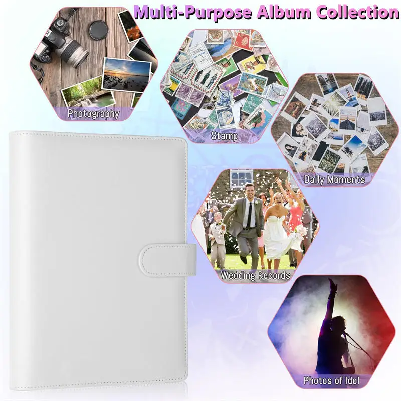 A5 Loose Leaf Booklet Cover Notebook Card Book 25 Sheets 4 Grid Storage Bag DIY PVC Photo Album Binder Photocards Holder