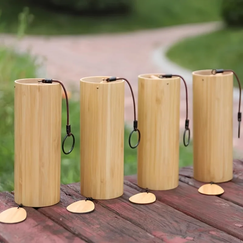 1PC [Handcrafted Japanese-Inspired Wind Chimes] Japanese-Inspired Bamboo Wind Chimes - Handcrafted, Vintage Sound, Outdoor Decor