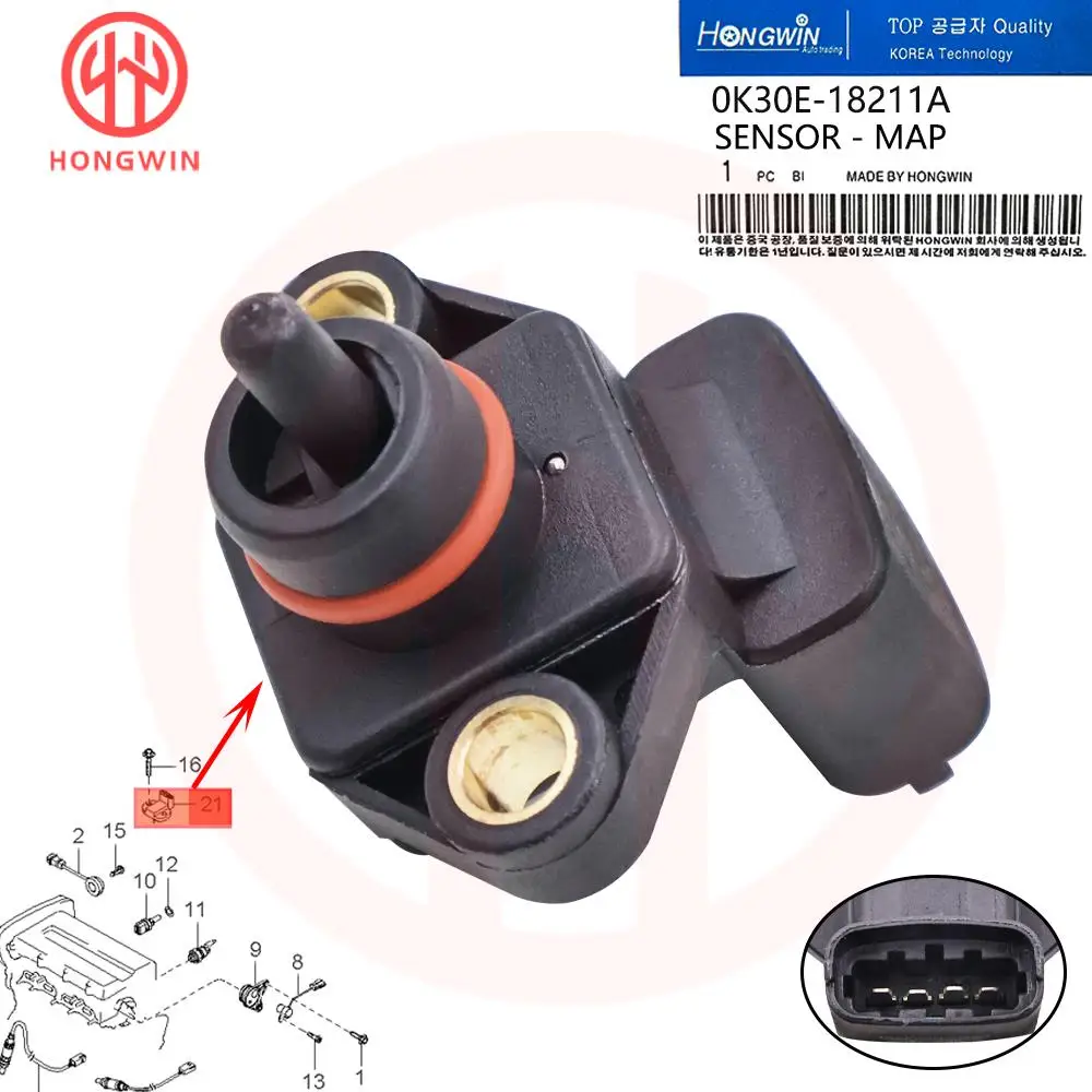 0K30E-18211A Manifold Absolute Pressure MAP Sensor Wire Plug 8824 43005 For KIA CERATO Saloon RIO Estate Saloon SHUMA