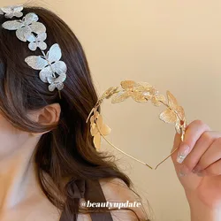 Butterfly Insect Metal Headbands Hairband Palace Weddings Luxurious Silver Gold Color Butterfly Queen Head Wrap Hair Accessories