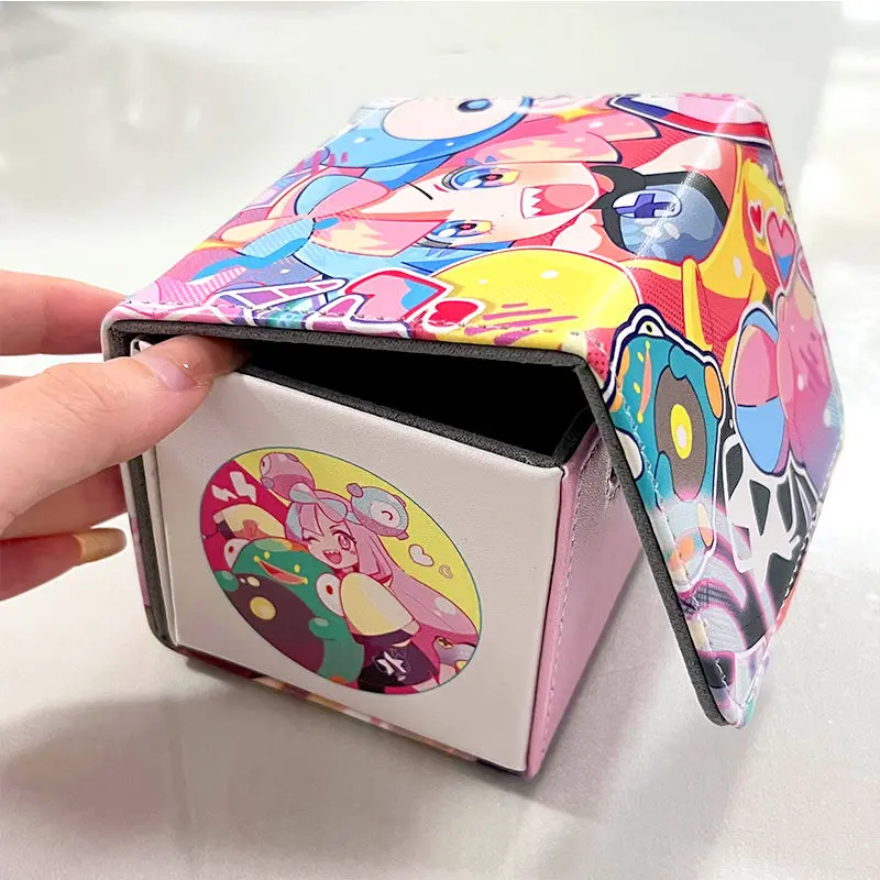 Cartoon Anime Iono Card Storage Box Cute Print Magnetic Box Suitable for Ptcg Otcg Ocg Ws and Other Board Game Cards