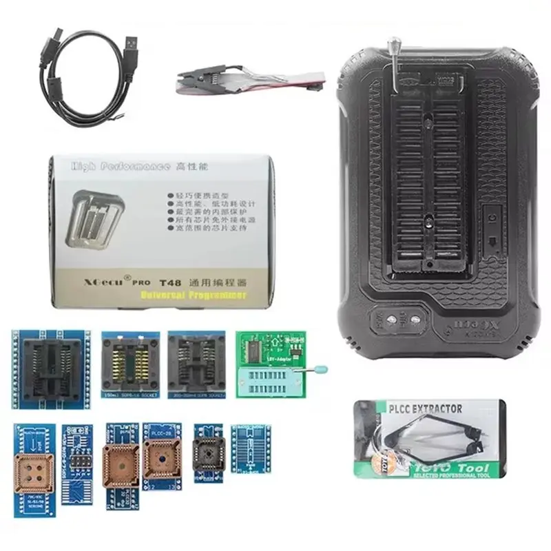 AAAEL-For Xgecu T48 TL866II-3G USB Universal Programmer Kit Including SPI Flash NAND EEPROM MCU For PIC AVR Support 12 Adapters