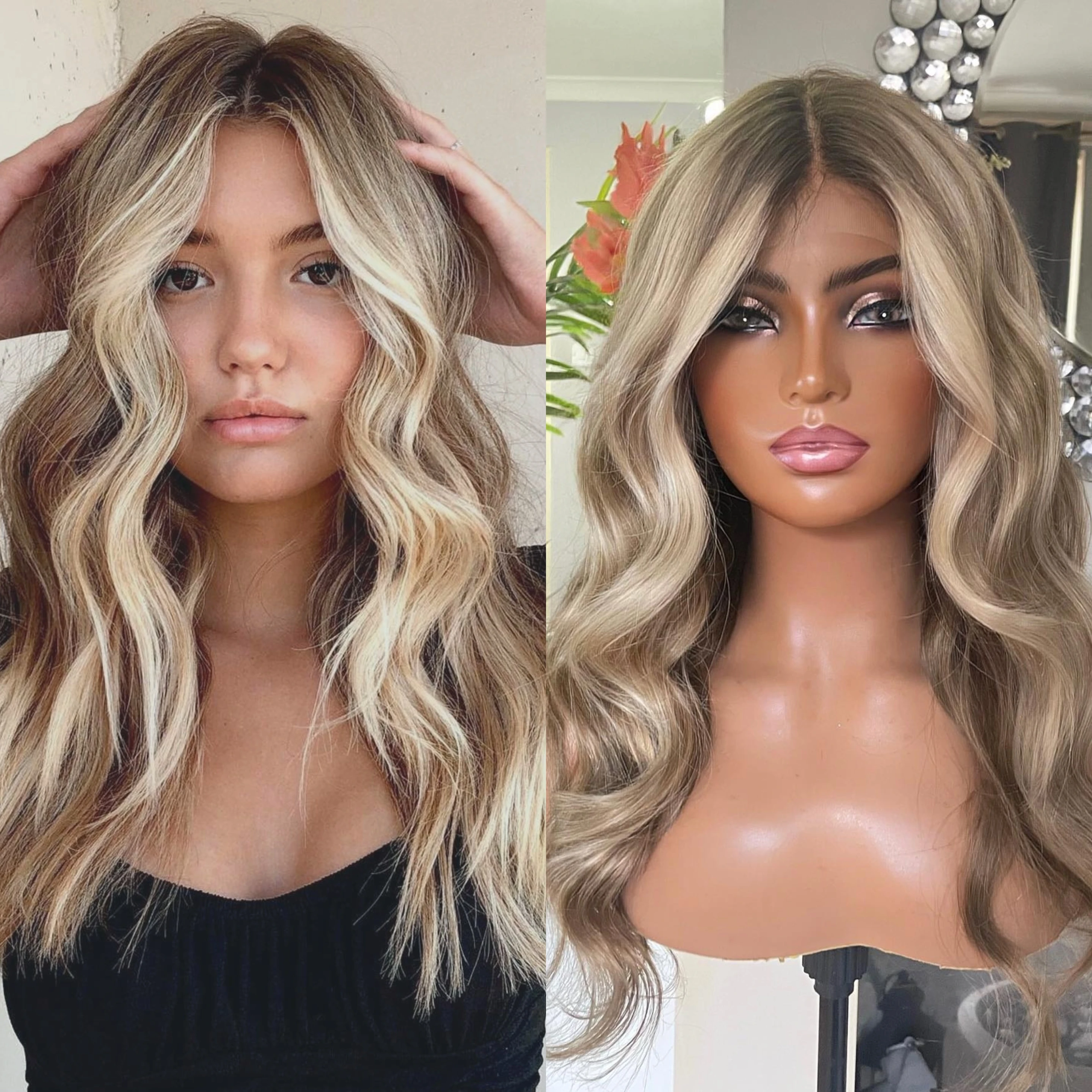 

Ash Blonde Ombre Body Wave Synthetic Natural 13*4 HD Lace Front Wig 20Inch Heat Resistant Middle Part Wigs for Women Daily Use