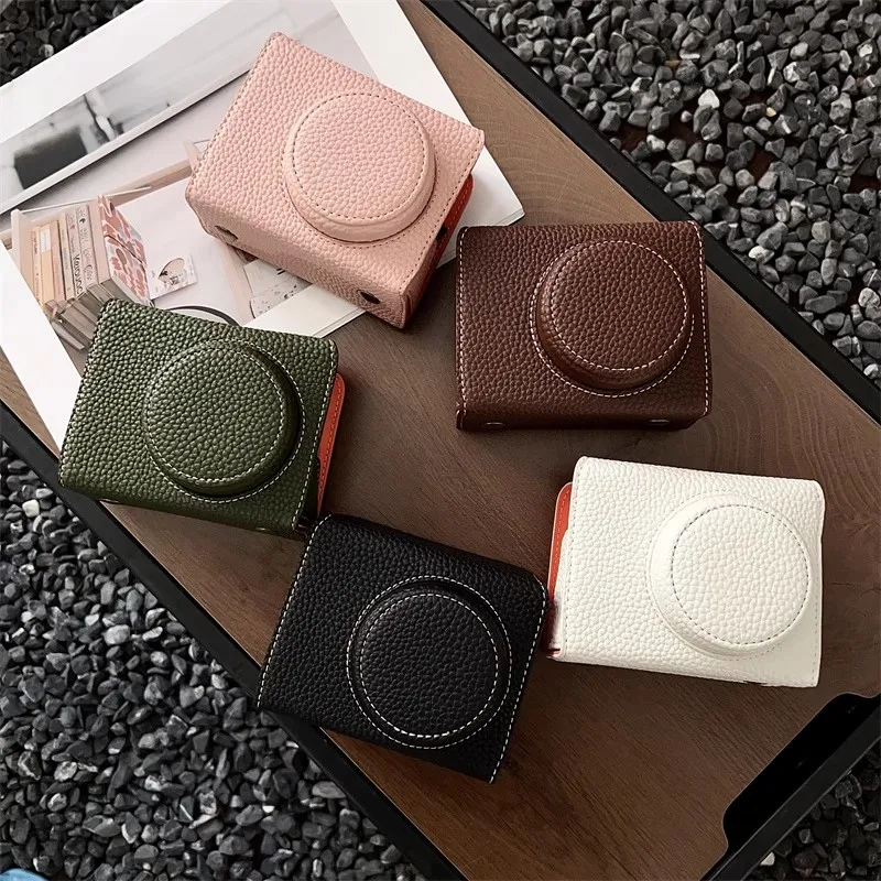 new luxury handwork Camera antislip PU leather Bag Body BOX Case For canon powershot V1 whole body Protective sleeve shell strap