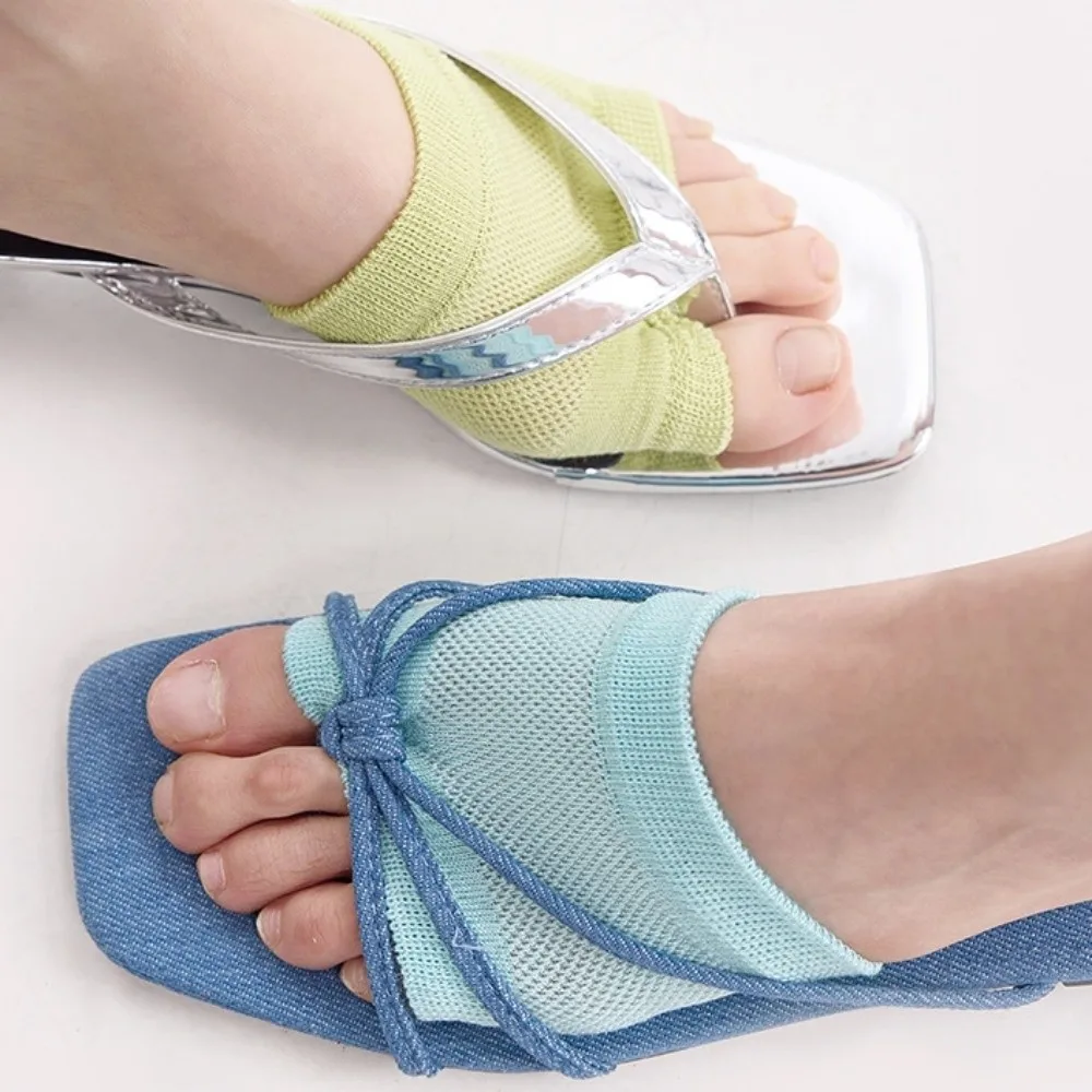 Soft Breathable Mesh Forefoot Socks Anti-slip Silicone Foot Arch Support Half Feet Socks Elastic Invisible Toe Socks Summer