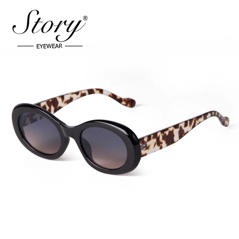 STORY Vintage Tortoiseshell Round Sunglasses for Women Men 2024 New Designer Retro Hawksbill Frame Oval Sun Glasses UV400 S24111