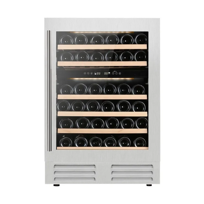 110V stainless steel glass door built-in dual-zone thermostatic compressor electric wine cooler