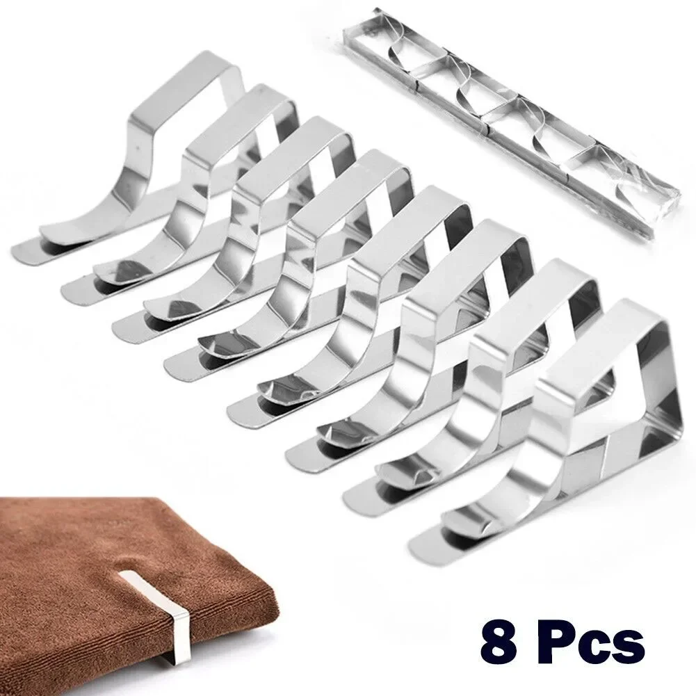 8Pcs Stainless Steel Table Cloth Clip Wedding Picnic Table Cover Clip Holder Tablecloth Stable Clips For Home Fixed Clip