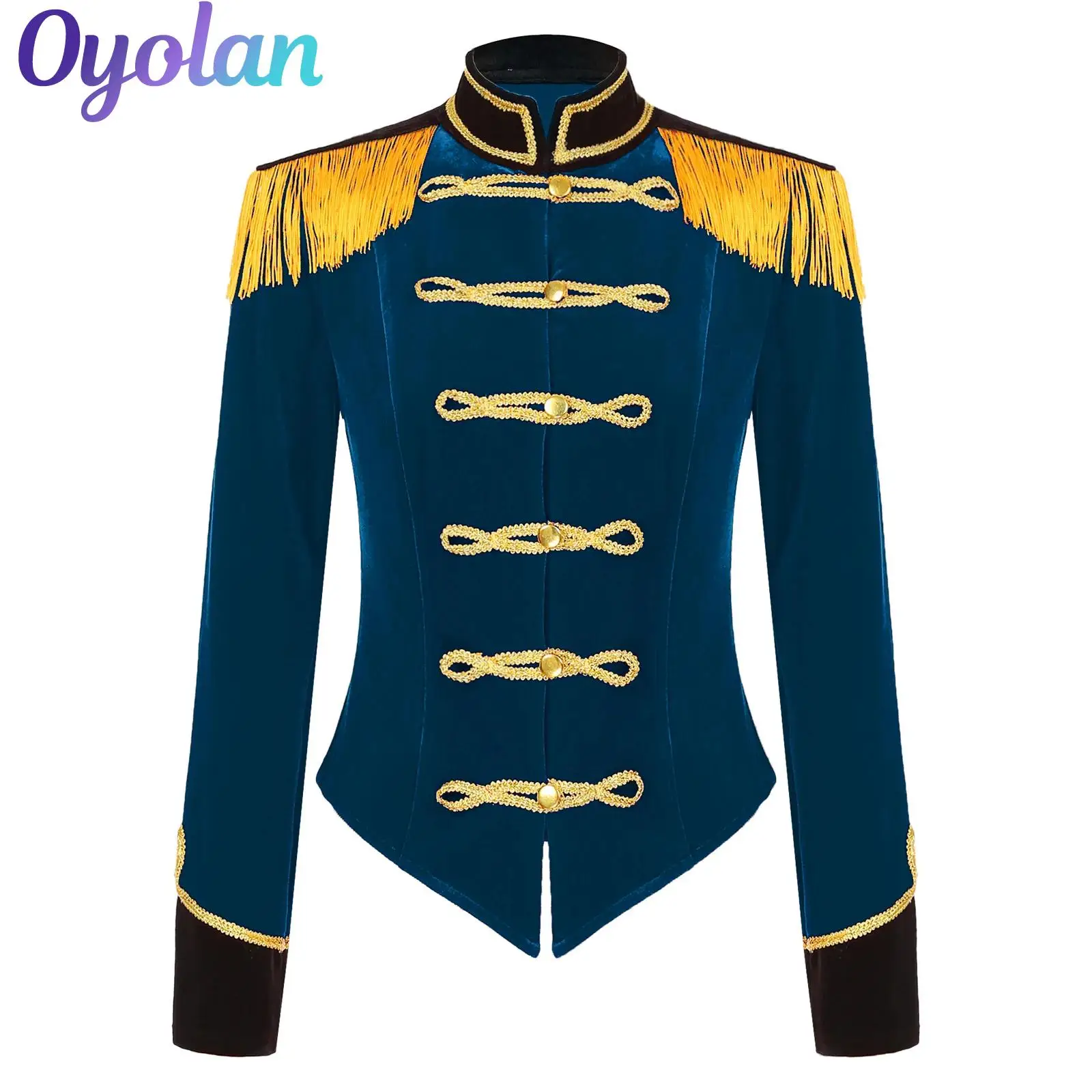 

Womens Circus Ringmaster Tassel Medieval Master Dress Up Outfits Showman Cosplay Costume Long Sleeve Lion Tamer Blazer Jacket
