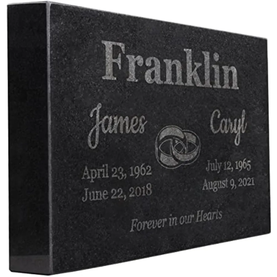 Black Granite Memorial Headstone for Garden, Tree Dedication or Cemetery Use Durable, Sleek Black, Custom Text Dual Clipart