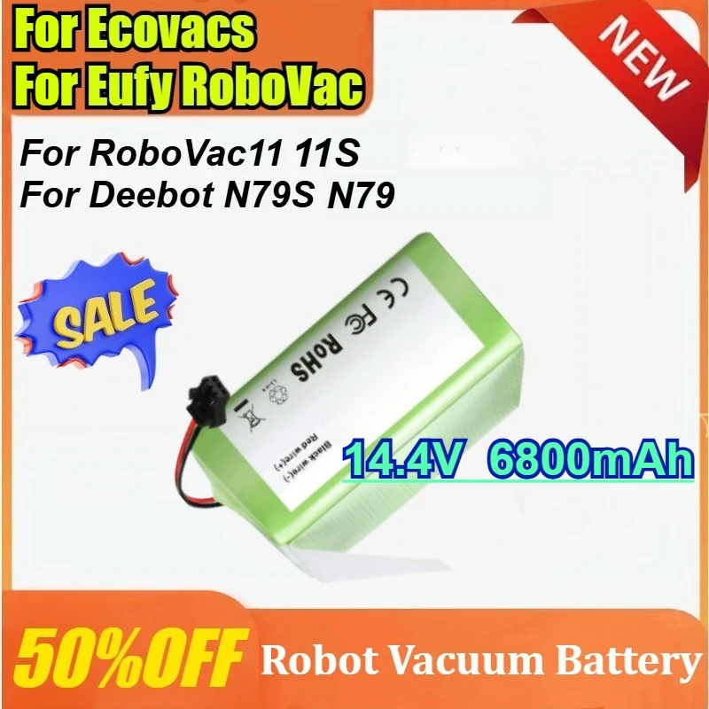

14.4V 6800mAh Vacuum Cleaning Robot Battery for Conga 3500 950 990 1090 1790 for Deebot N79S N79 DN622 for Eufy Robovac