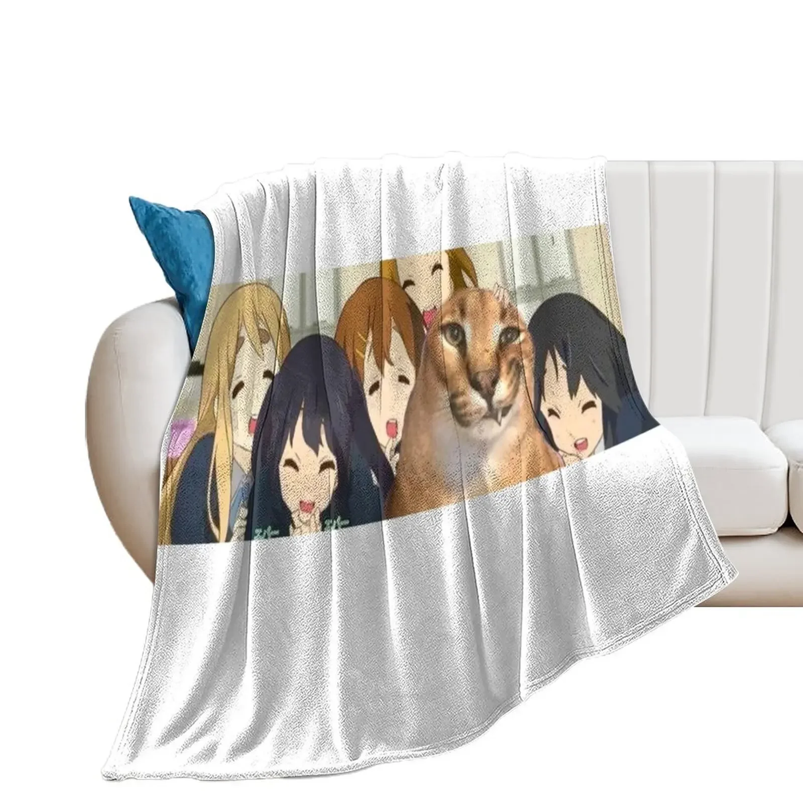 

big floppa and anime girls Throw Blanket Stuffeds Summer Beddings Luxury Designer Retros Blankets