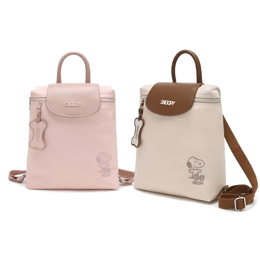 Kawaii snoopy bolsa crossbody feminina leve dobrável náilon dos desenhos animados bordado mochila portátil bolsa casual presentes