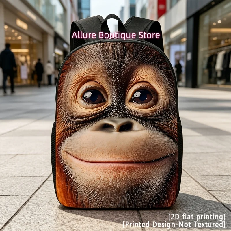 Close up of Orangutan, Casual Backpack, Travel Laptop Backpack, 2D Flat Printing, Rucksack with Ample Capacity-suitable for Trav