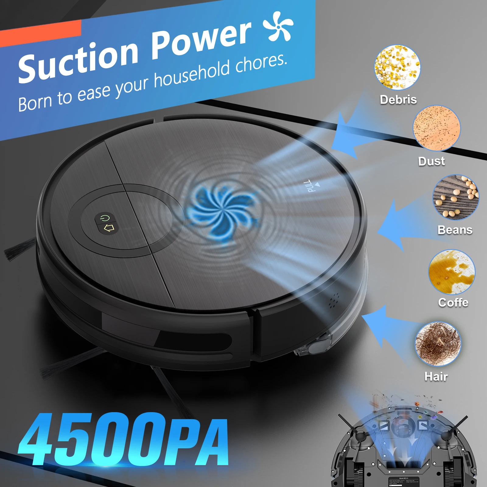 MAMNV BR151 Robot Vacuum Cleaner 4500Pa Mopping Cleaning Machine Sweeper Carpet Cleaner Smart Home Pet Hair Multiple Floors APP