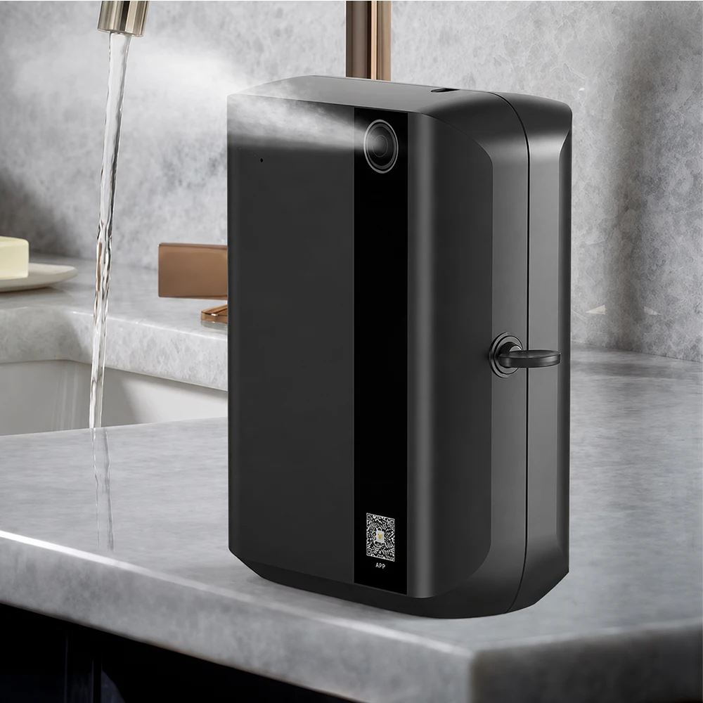 TEABLUM Bluetooth Wall Mounted Essential Oil Diffuser with APP Control Fragrance Air Scent Aroma Machine for Hotel Home 1500cbm