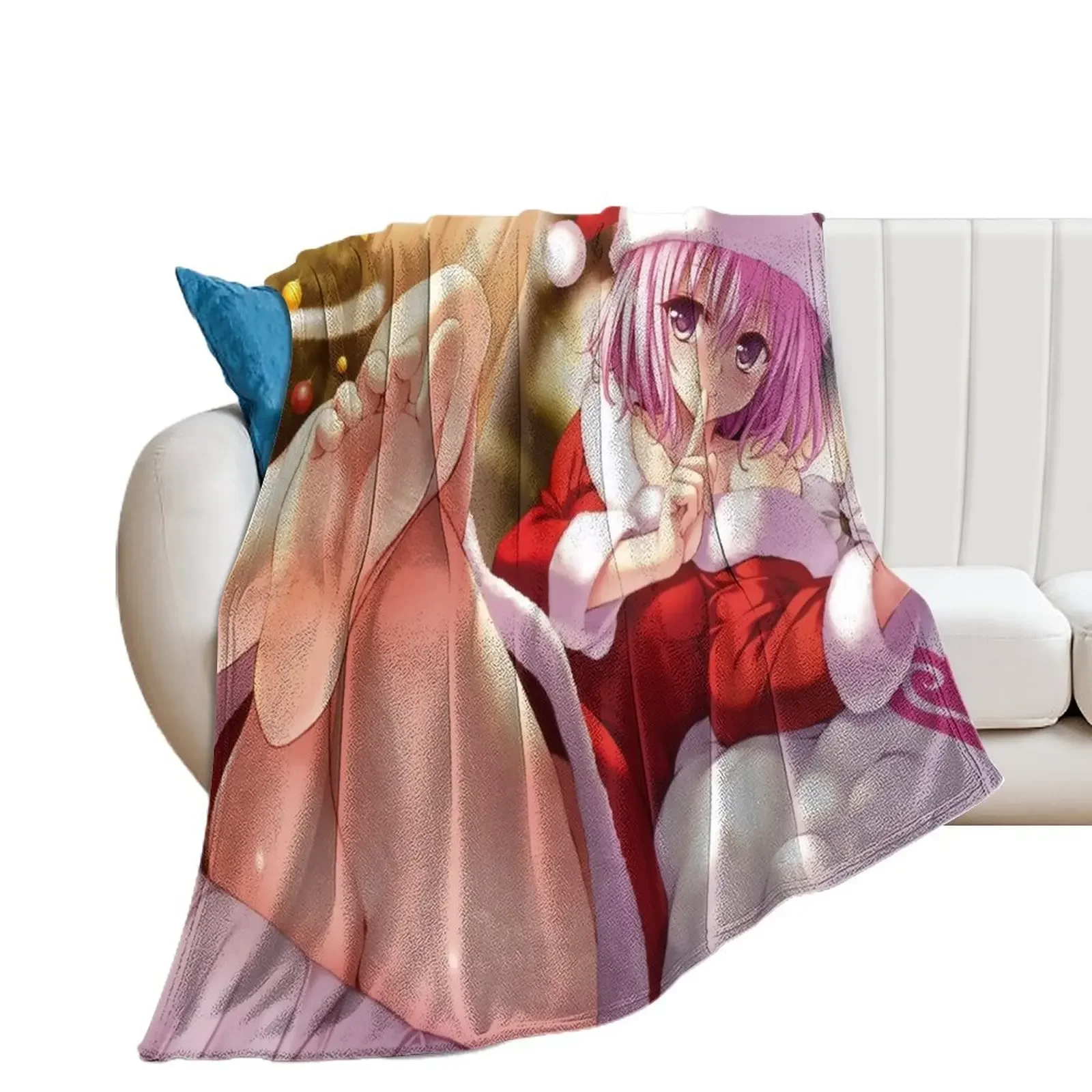 

Momo Deviluke Santa Outfit Throw Blanket Cute Softest Comforter for winter Blankets