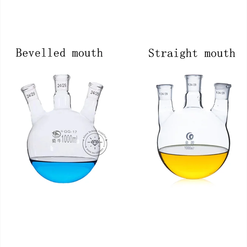 1pcs Lab 50ml/100ml/250ml/500ml/1000ml/2000ml Three-seater Distillation Glass Flask (bevelled Mouth/straight Mouth)