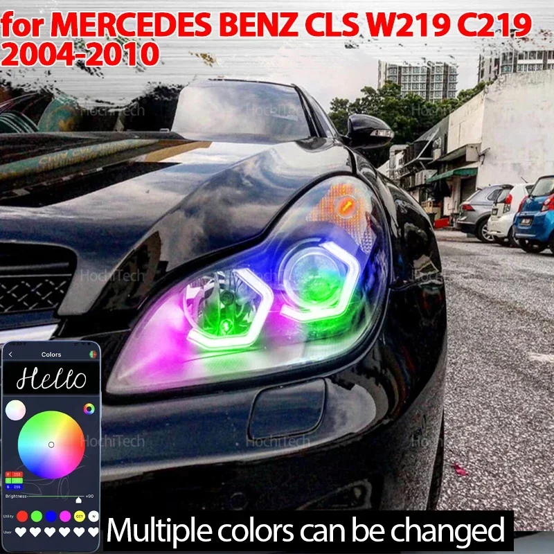 

For MERCEDES BENZ CLS W219 C219 2004-2010 M4 style LED Angel Eyes Kit Ring flashing RGB Headlight Lamps with turn signal