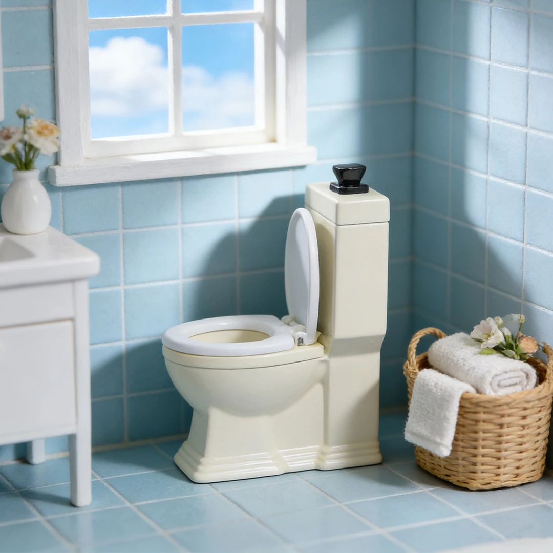 Mini Toilet, Dollhouse Furniture, Miniature Classic Bathroom Toilet, Bath Decor Dollhouse Accessories (White) view 3