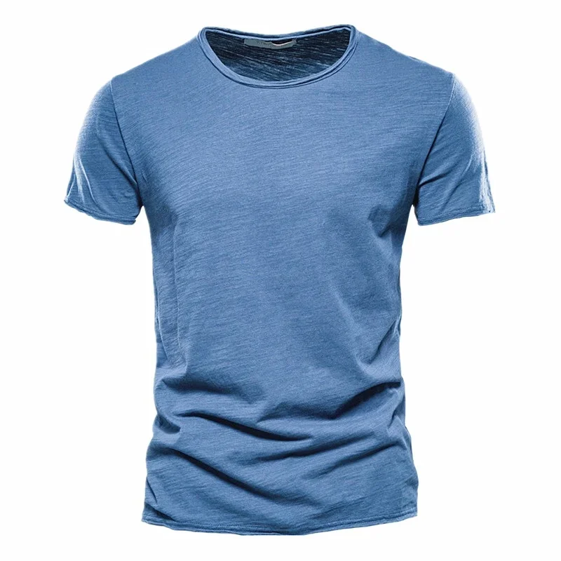 Summer Men's New Solid-Color Breathable Short-Sleeved Slim-Fit Stylish Casual Men's T-Shirt for Camping, Shopping and Sportswear — купить у AliExpress WW