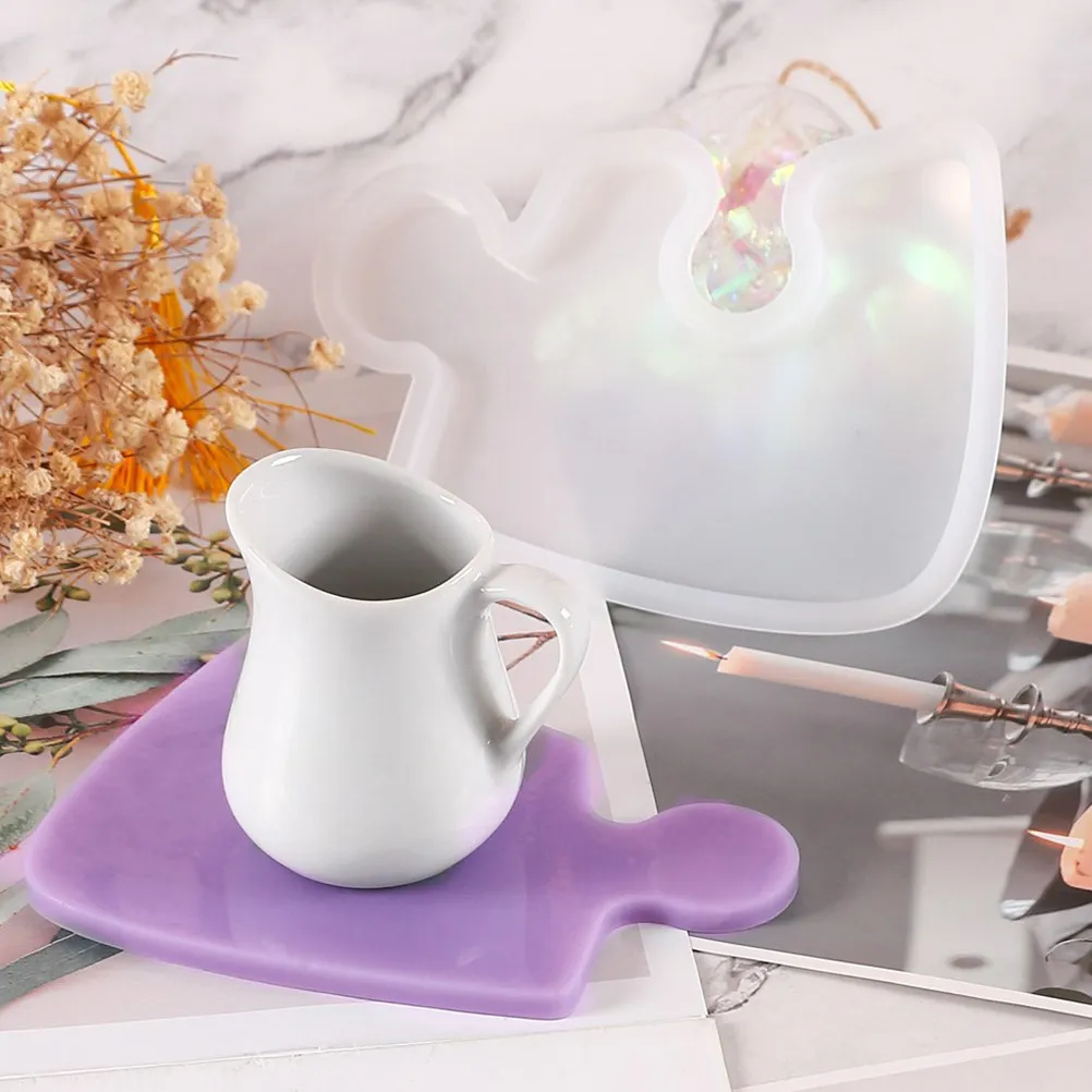 

Форма для силиконовых подставок (1 шт.) с уникальным узором в виде пазлов для создания подставок под чашки своими руками, простая в использовании, легко моется