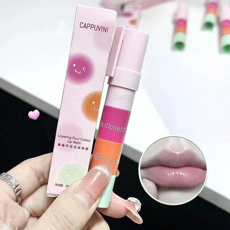 Cappuvini 4-in-1 Kleurveranderende Lipbalsem Combo Kit Hydraterende Kleurloze Oranje Hydraterende Lipverzorging Anti-droogheid Primer Lipstick