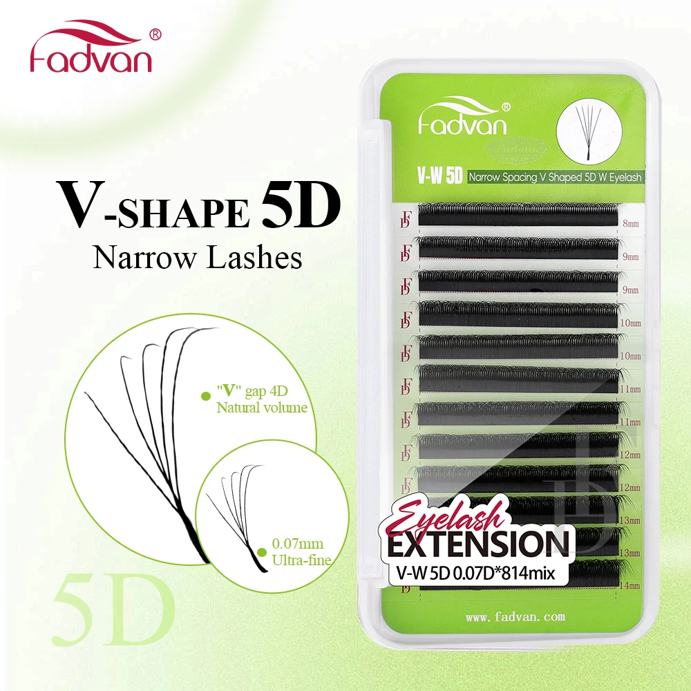 FADVAN V-Form 5D W Wimpernverlängerung 12 Reihen Schmale 5D Fächer Dramatische Mega-Volumen-Wimpern