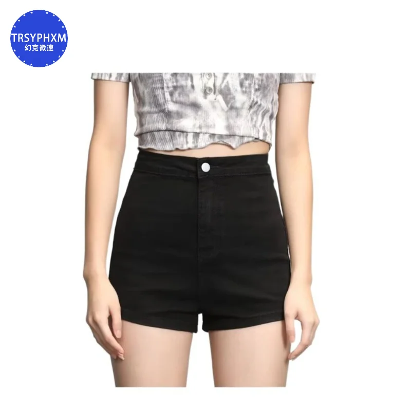 

TRSYPHXM 2024 new Black denim shorts women's summer thin 2024 high waist versatile tight hot pants