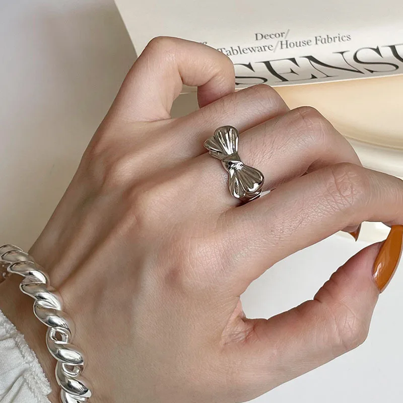 PANJBJ 925 Sterling Silber Mondstein Unregelmäßigen Ring für Frauen Party Geschenk Adjustabler Persönlichkeit Koreanische Dropshipping – Detail 17