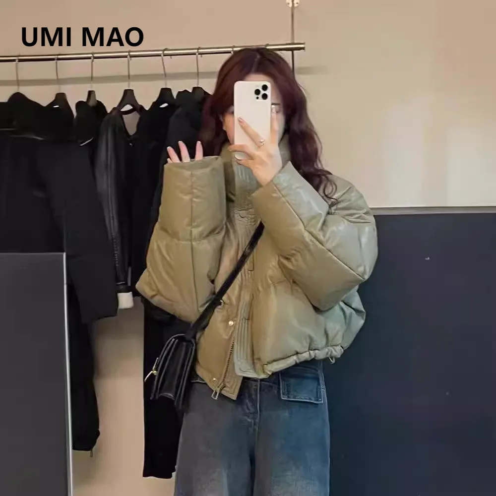 

UMI MAO New Wash Free PU Leather Cotton Jacket Women New Loose Thick Bread Jacket Small Cotton Coat Trendy Outerwear