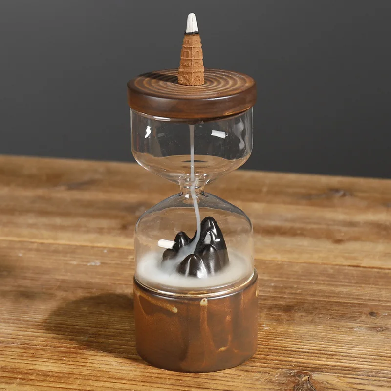 Creative Ceramic Windshield Backflow Incense Burner Mountain Stream Waterfall Smoke Censer Indoor Desktop Home Decor Ornament
